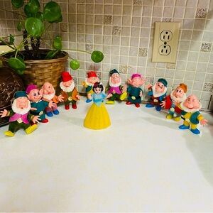 Vintage Disney Snow White and the seven dwarfs flocked Christmas Tree ornaments